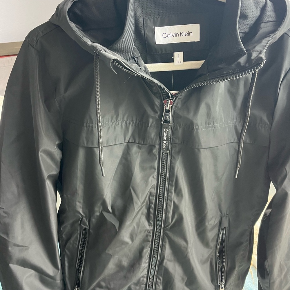 Calvin Klein Black Windbreaker Hooded Jacket